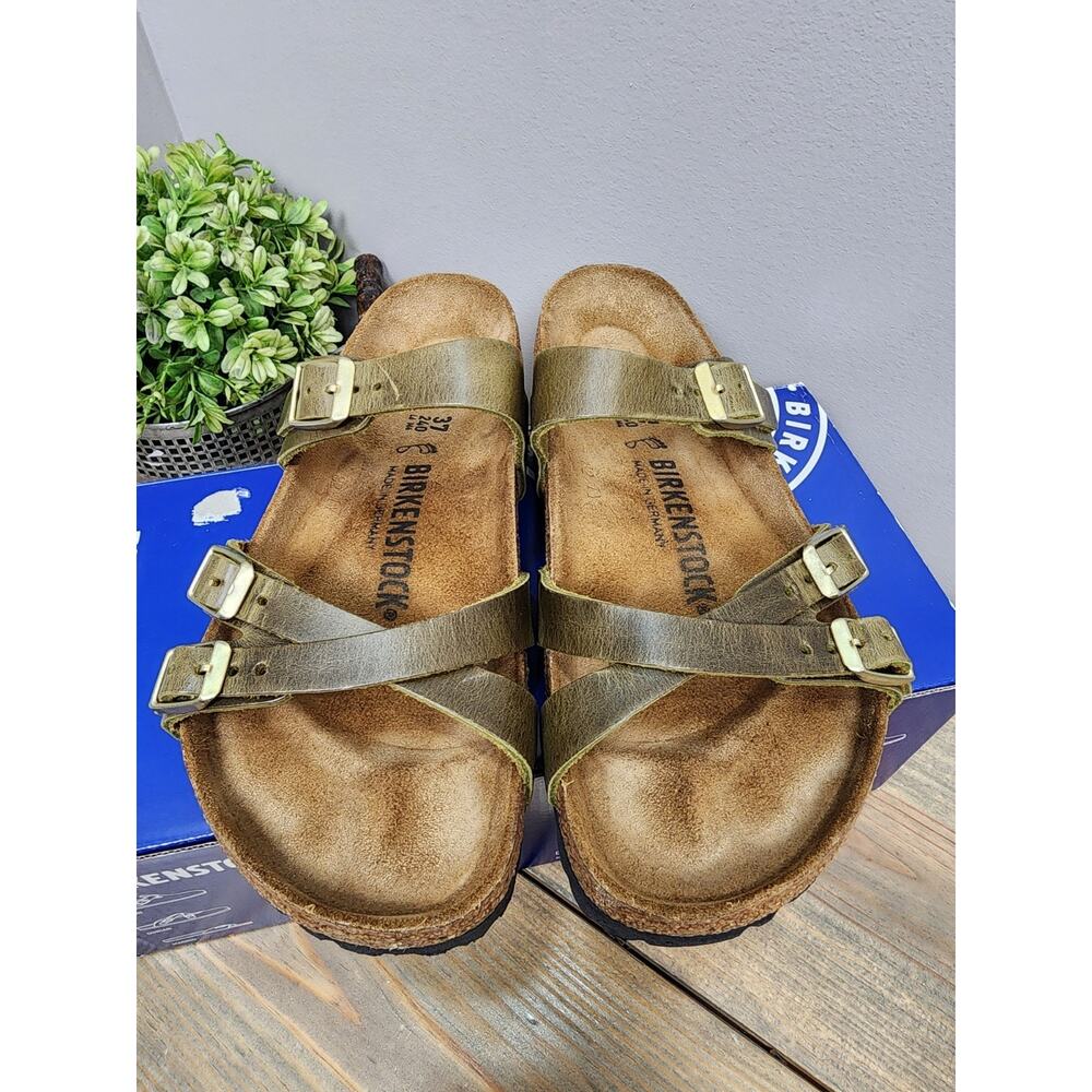 Birkenstock Franca Olive Leather Cork 1023310 Size 6 EU 37